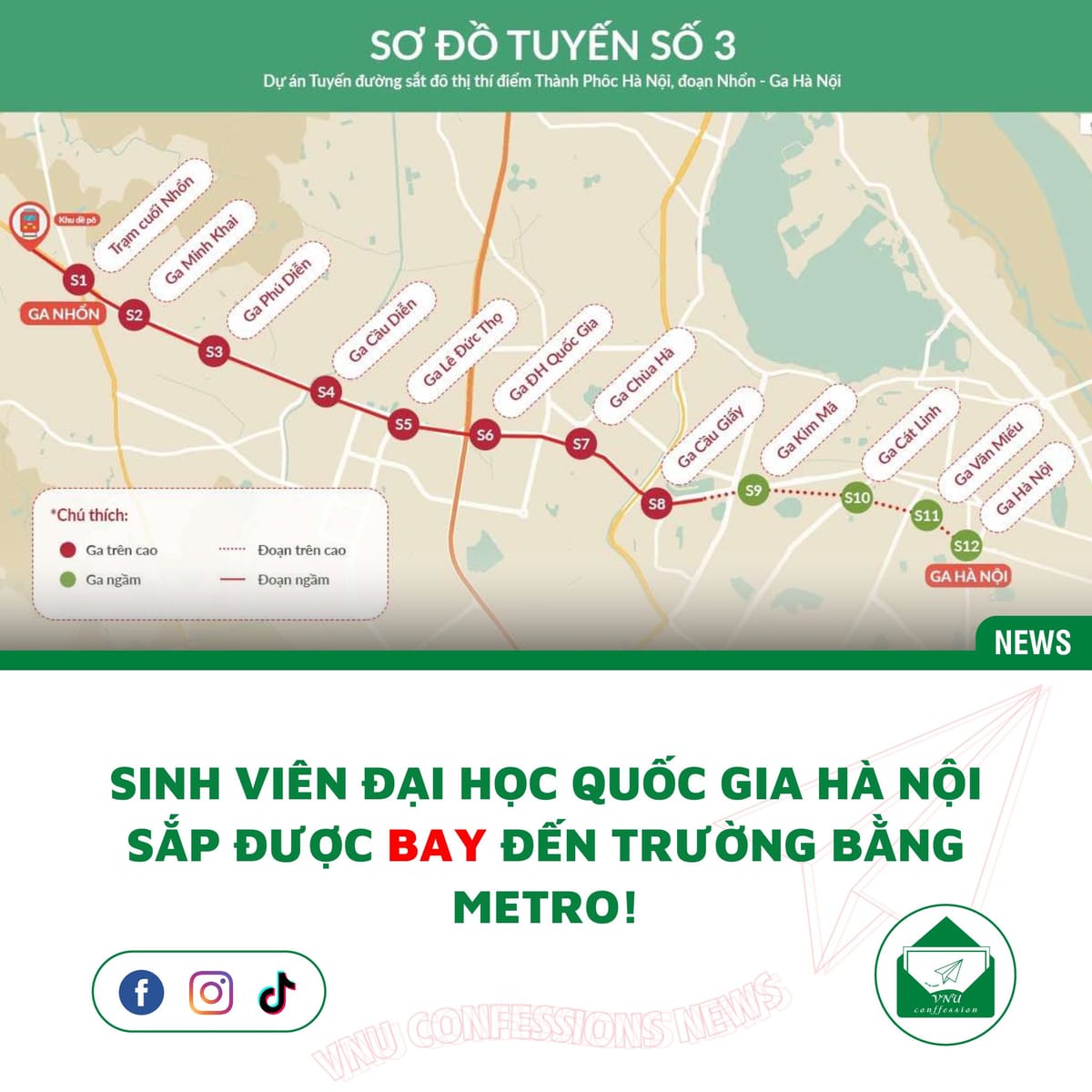 Sinh Viên Đại Học Quốc Gia Hà Nội Sắp Được "Bay" Đến Trường Bằng Metro!